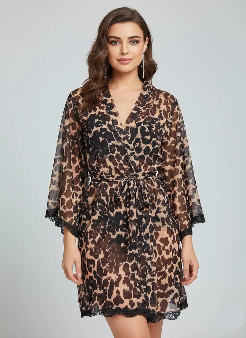 Leopard Print Fancy Nighty for Women