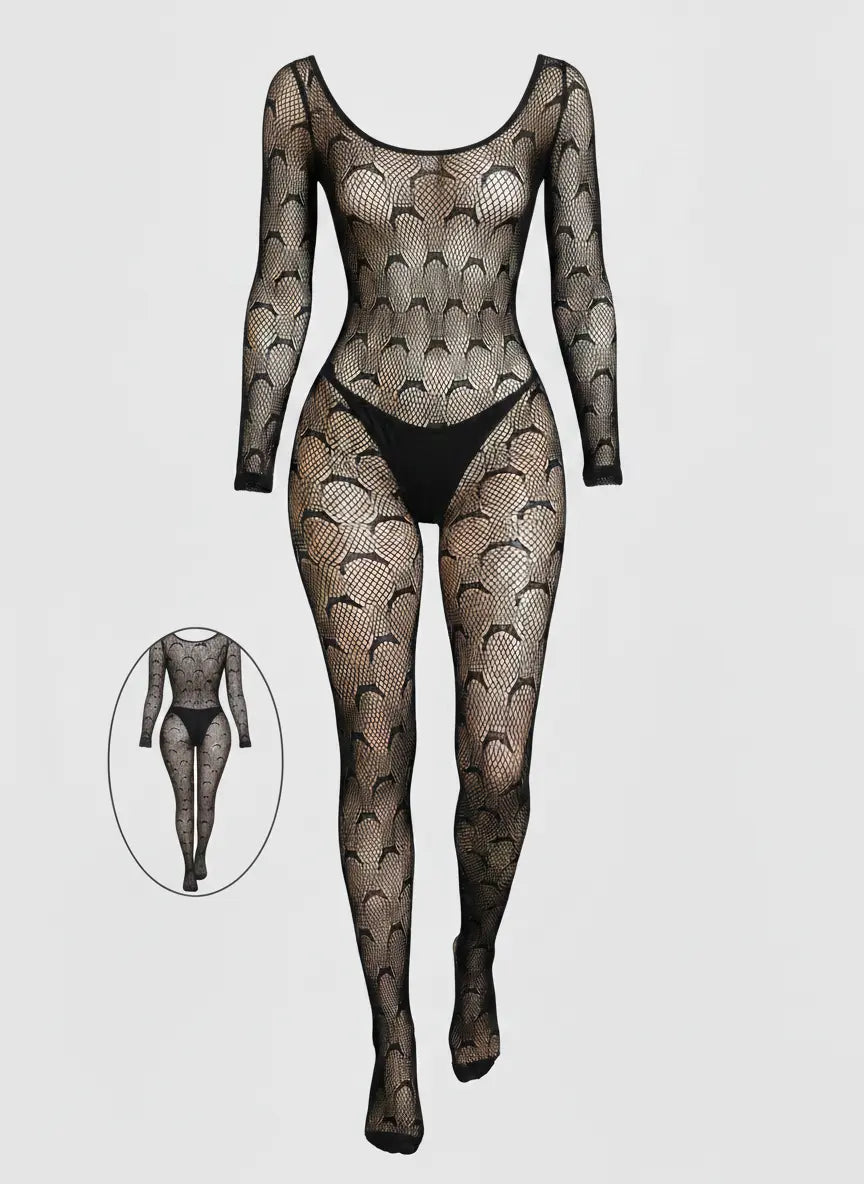 Premium Black Fishnet Bodysuit for Women