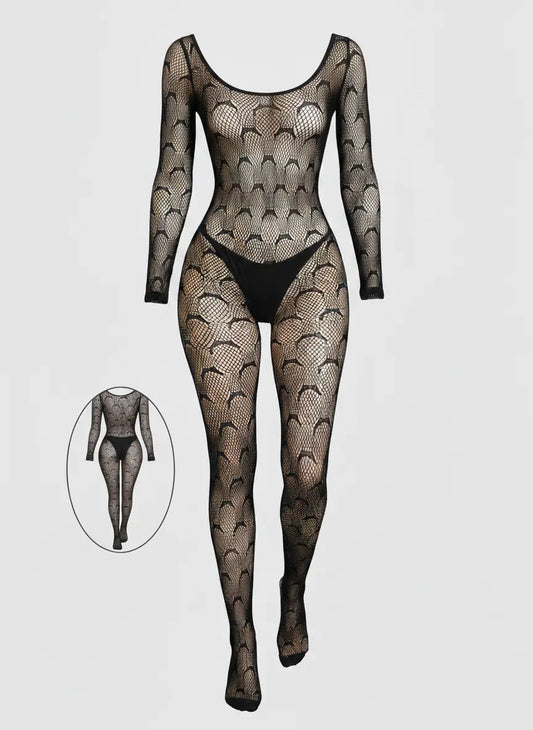 Premium Black Fishnet Bodysuit for Women
