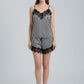 Women’s Striped Short Nighty – Soft Lace Sleepwear Set